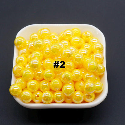 10mm Yellow AB Beads, Iridescent Beads, Sparkle Yellow Gumball Beads, Bubblegum Beads, Chunky Beads, Beads for Bracelets