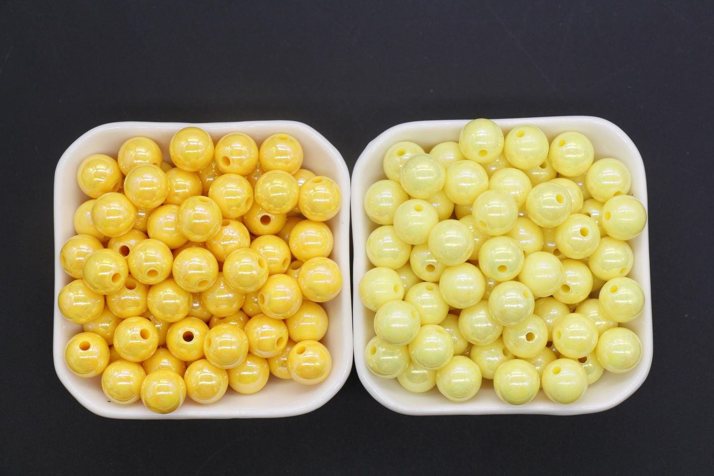 12mm Yellow AB Beads, Iridescent Beads, Sparkle Yellow Gumball Beads, Bubblegum Beads, Chunky Beads, Beads for Bracelets