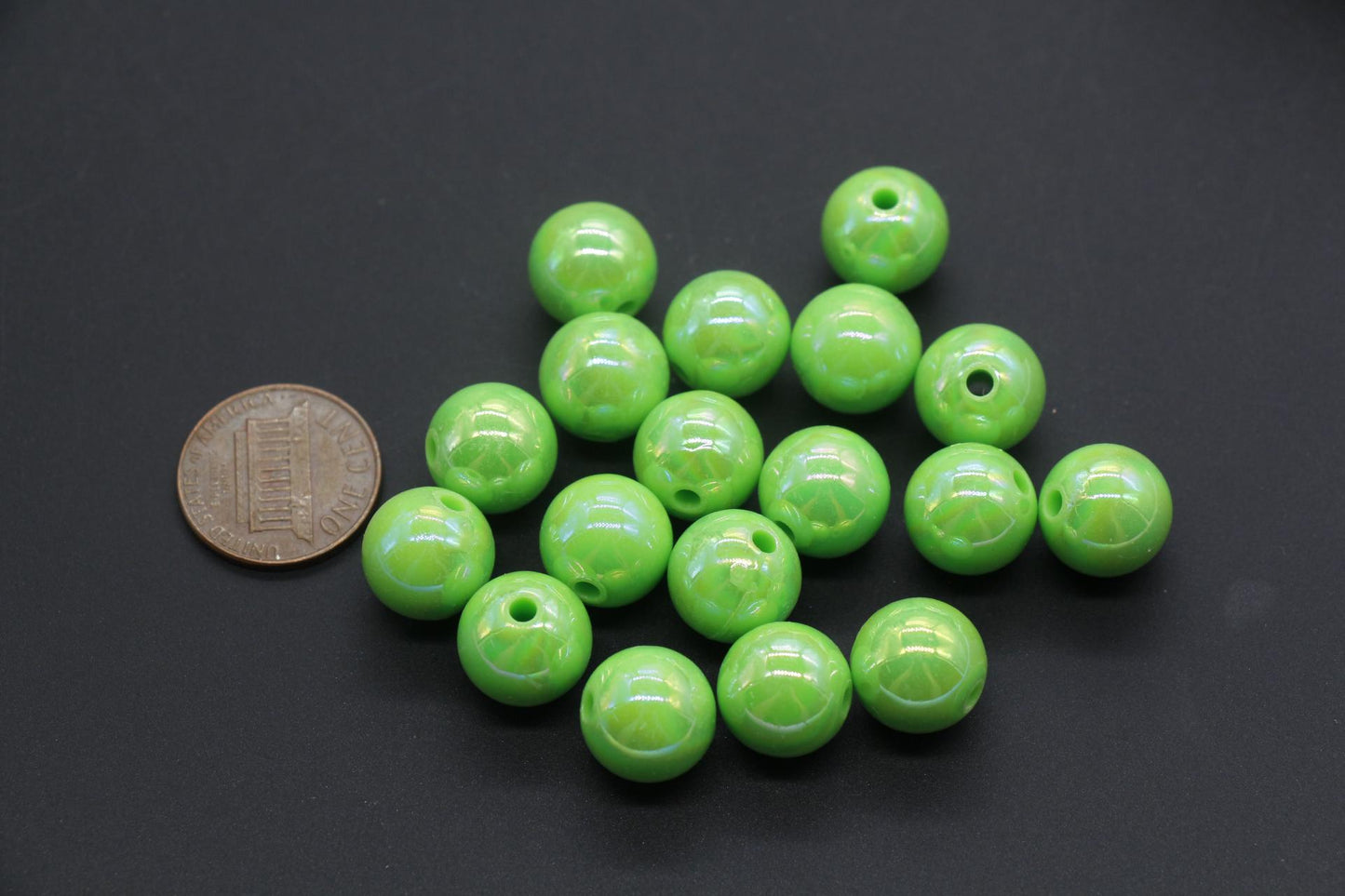 12mm Green AB Beads, Iridescent Beads, Sparkle Green Gumball Beads, Bubblegum Beads, Chunky Beads, Beads for Bracelets