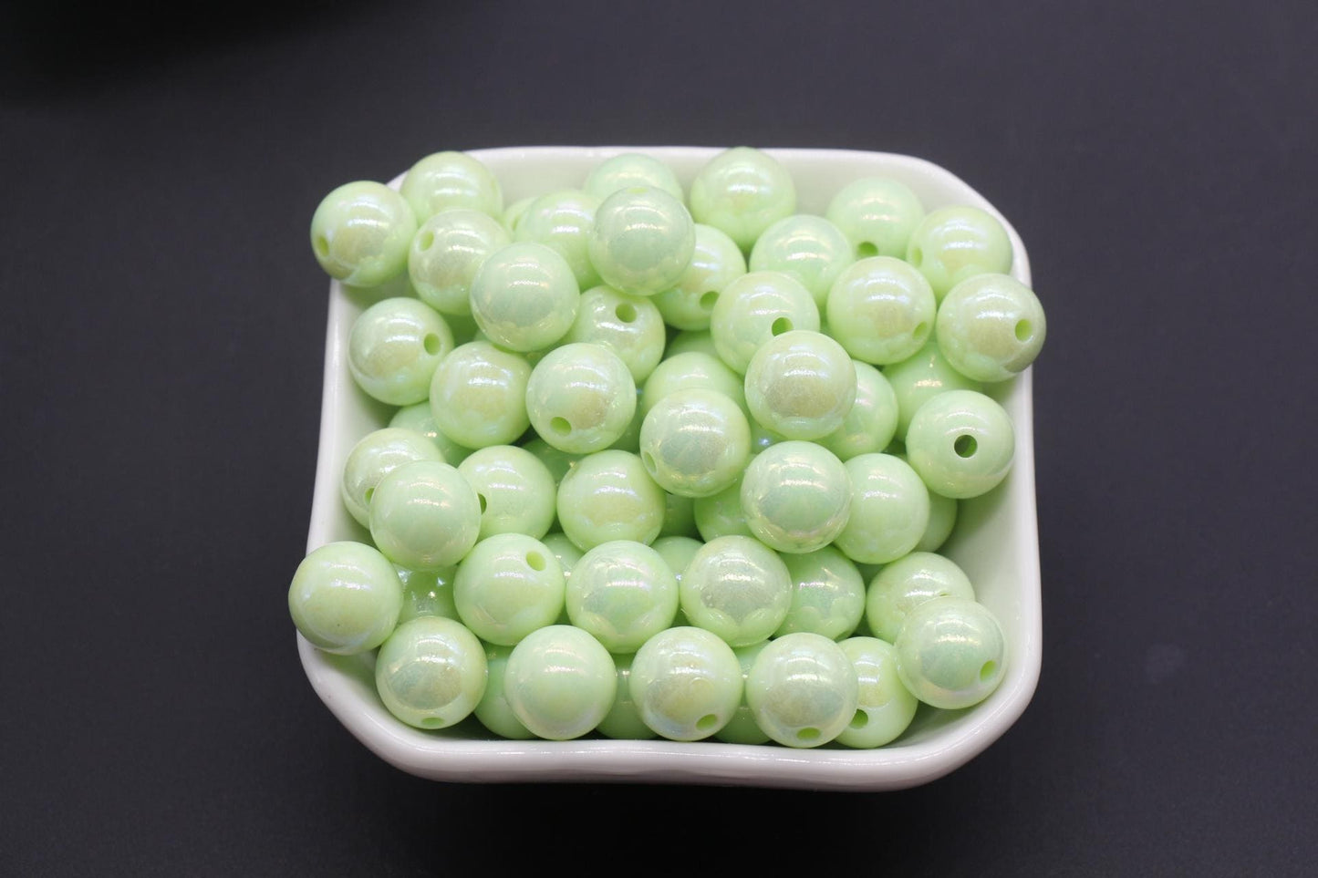 12mm Green AB Beads, Iridescent Beads, Sparkle Green Gumball Beads, Bubblegum Beads, Chunky Beads, Beads for Bracelets