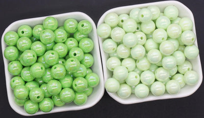 12mm Green AB Beads, Iridescent Beads, Sparkle Green Gumball Beads, Bubblegum Beads, Chunky Beads, Beads for Bracelets