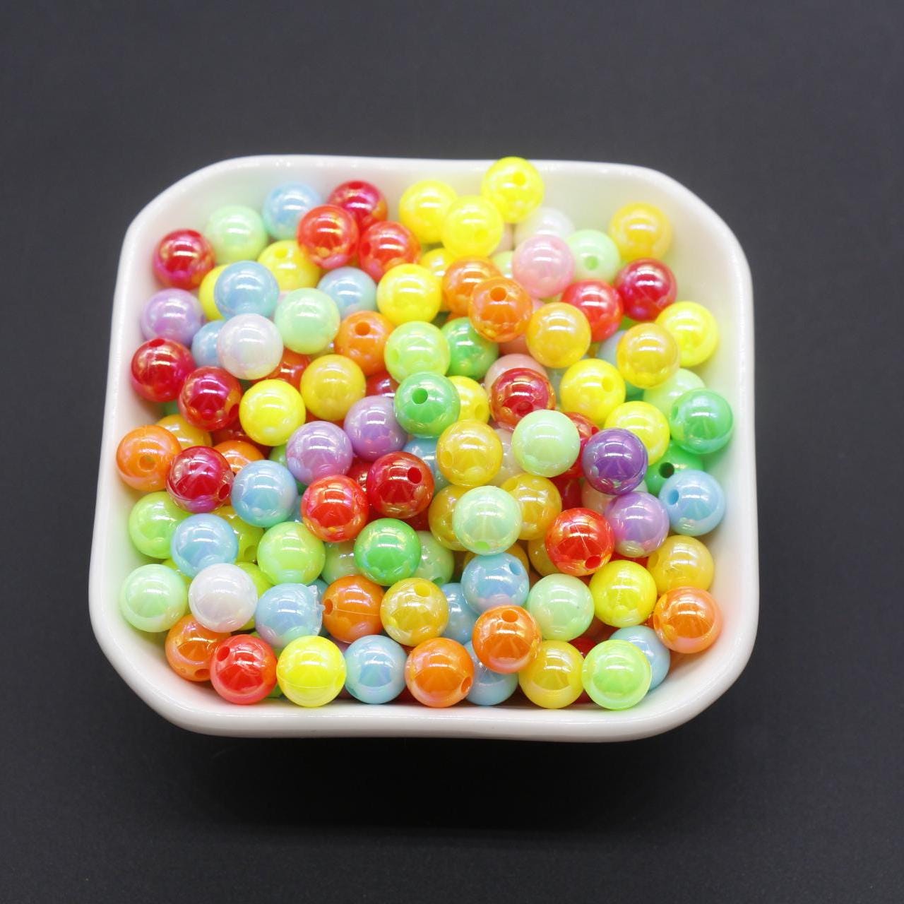 8mm Mix AB Beads, Iridescent Beads, Sparkle Multicolor Gumball Beads, Bubblegum Beads, Chunky Beads, Beads for Bracelets