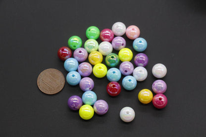 10mm Mix AB Beads, Iridescent Beads, Sparkle Multicolor Gumball Beads, Bubblegum Beads, Chunky Beads, Beads for Bracelets