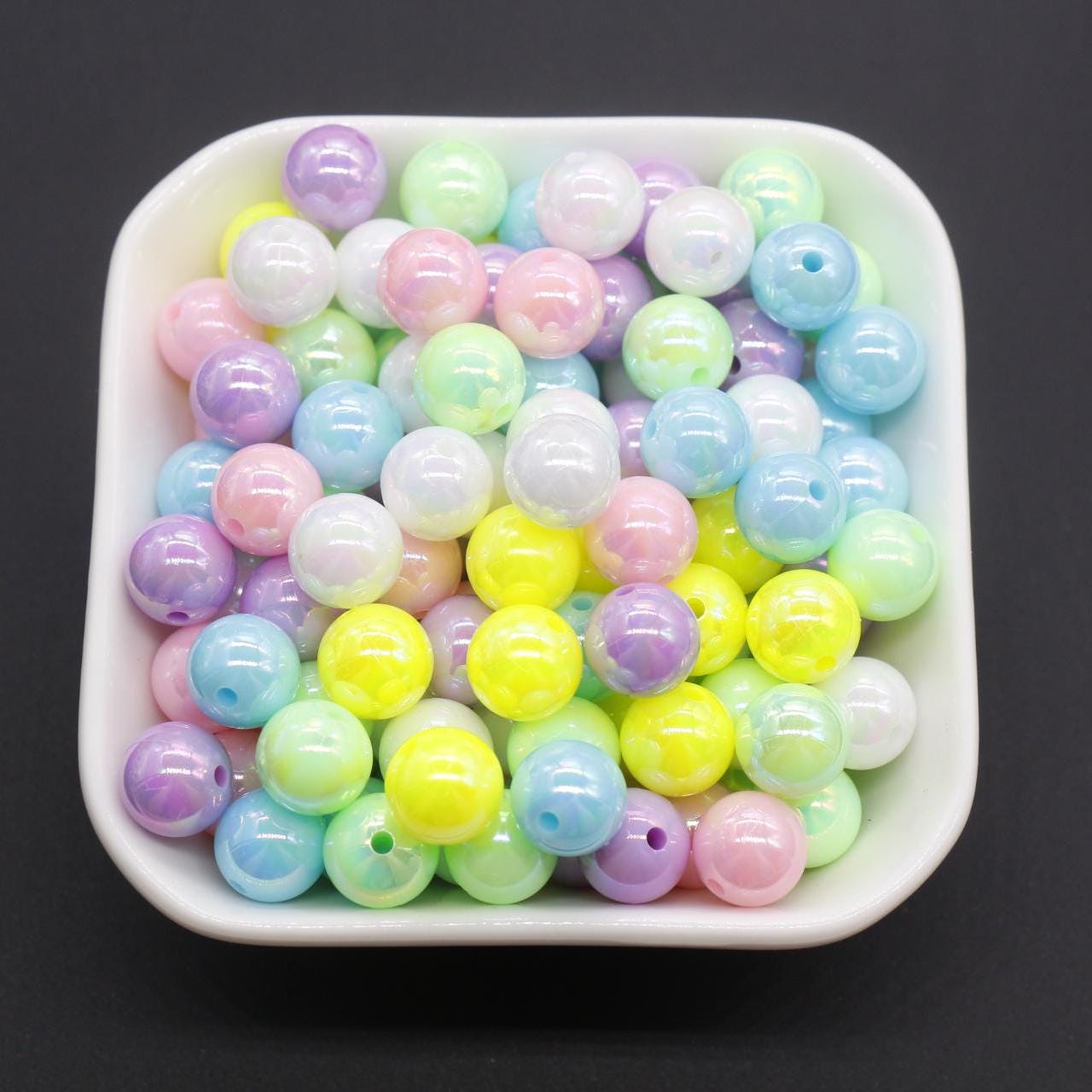 10mm Mix AB Beads, Iridescent Beads, Sparkle Multicolor Gumball Beads, Bubblegum Beads, Chunky Beads, Beads for Bracelets