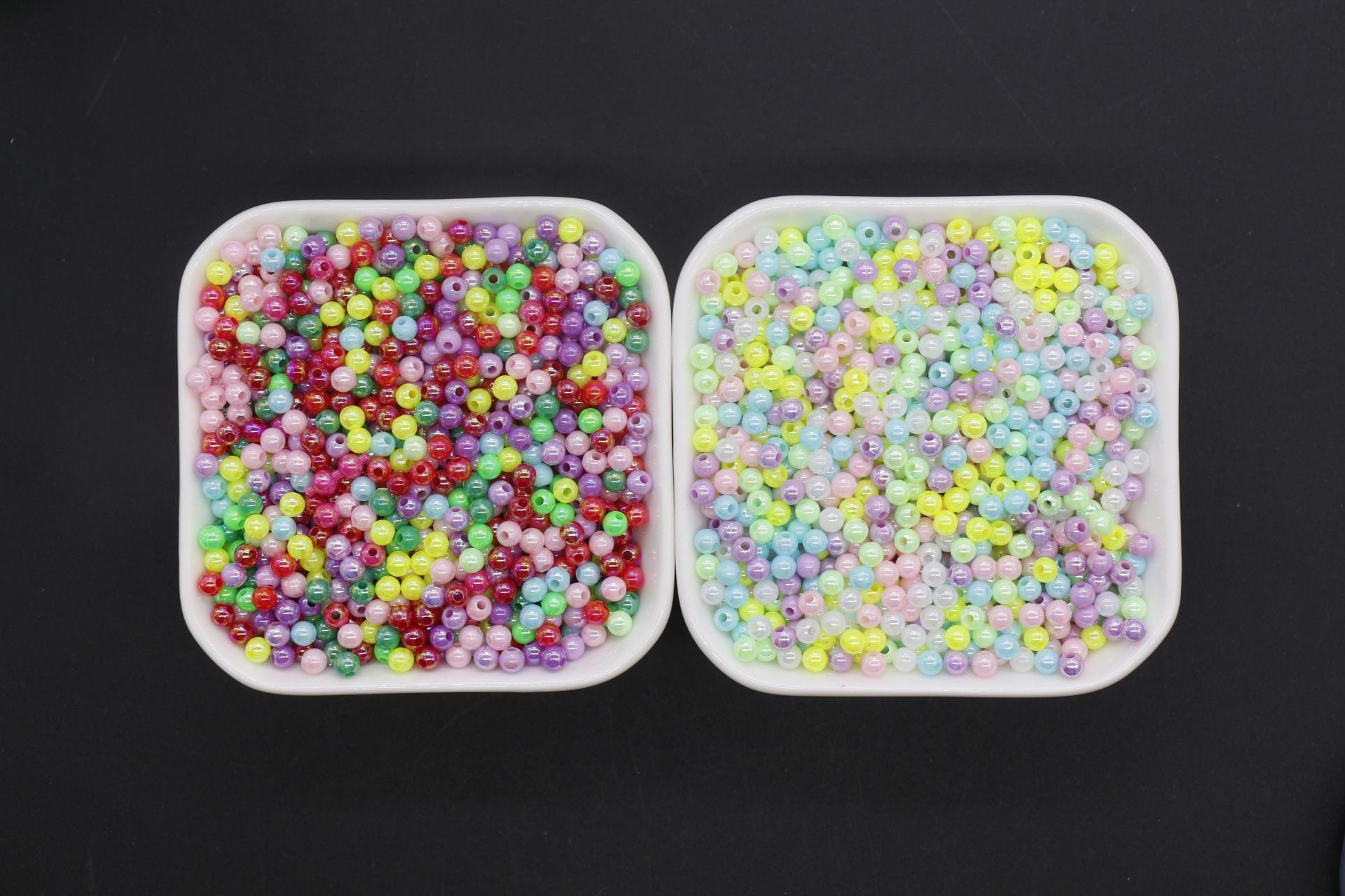 4mm Mix AB Beads, Iridescent Beads, Round Spacer Beads, Bubblegum Beads, Beads for Bracelets, Plastic Beads, Jewelry Making Beads