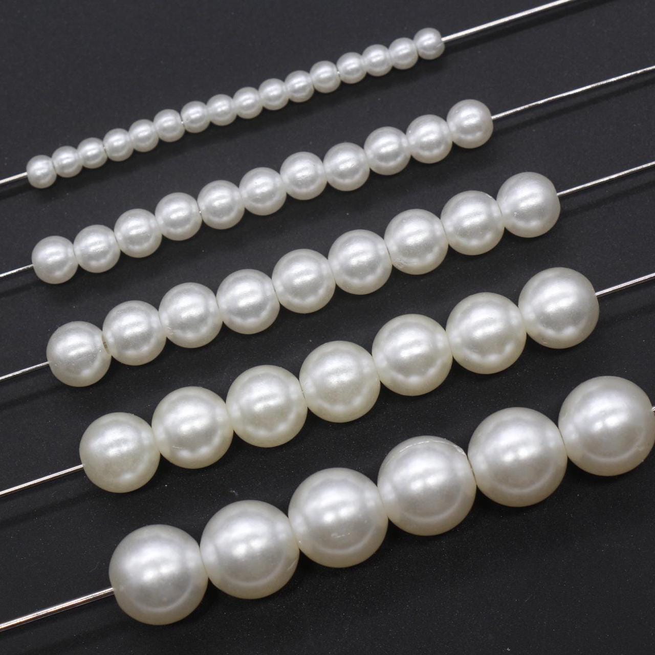 Faux Pearl Beads, Imitation Pearl Beads, Plastic Beads, Spacer Beads, Beads for Bracelets, Available in 4mm 6mm 8mm 10mm 12mm