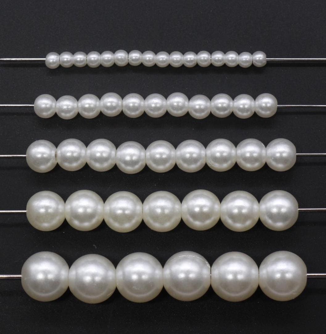 Faux Pearl Beads, Imitation Pearl Beads, Plastic Beads, Spacer Beads, Beads for Bracelets, Available in 4mm 6mm 8mm 10mm 12mm