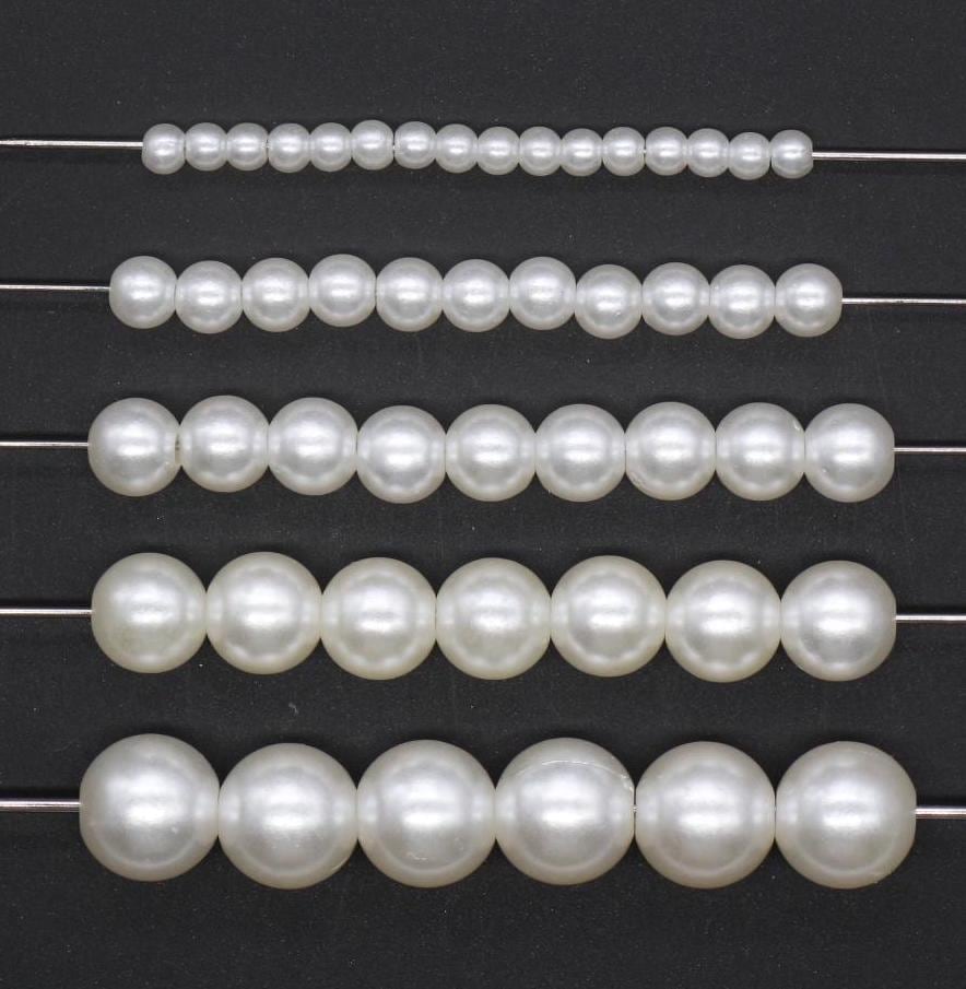 Faux Pearl Beads, Imitation Pearl Beads, Plastic Beads, Spacer Beads, Beads for Bracelets, Available in 4mm 6mm 8mm 10mm 12mm