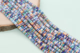 6mm Blue Mix Heishi Beads, Multicolor Polymer Clay Disc Beads, African Disc Beads, Vinyl Heishi, Rainbow Heishi Beads, Full Strand #498