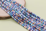 6mm Blue and Orange Mix Heishi Beads, Multicolor Polymer Clay Disc Beads, African Disc Beads, Full Strand #735
