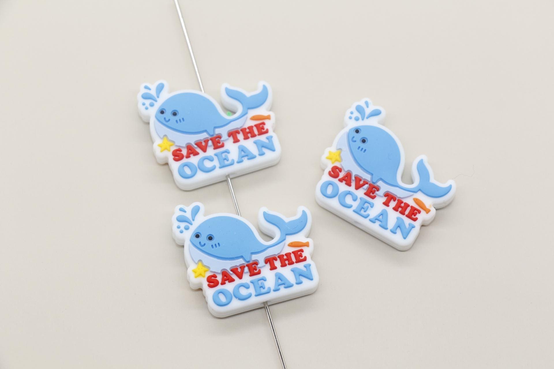 Save The Ocean Focal Beads, Whale Focal Beads, Ocean Focal Beads, Silicone Beads, Beads for Pens #742