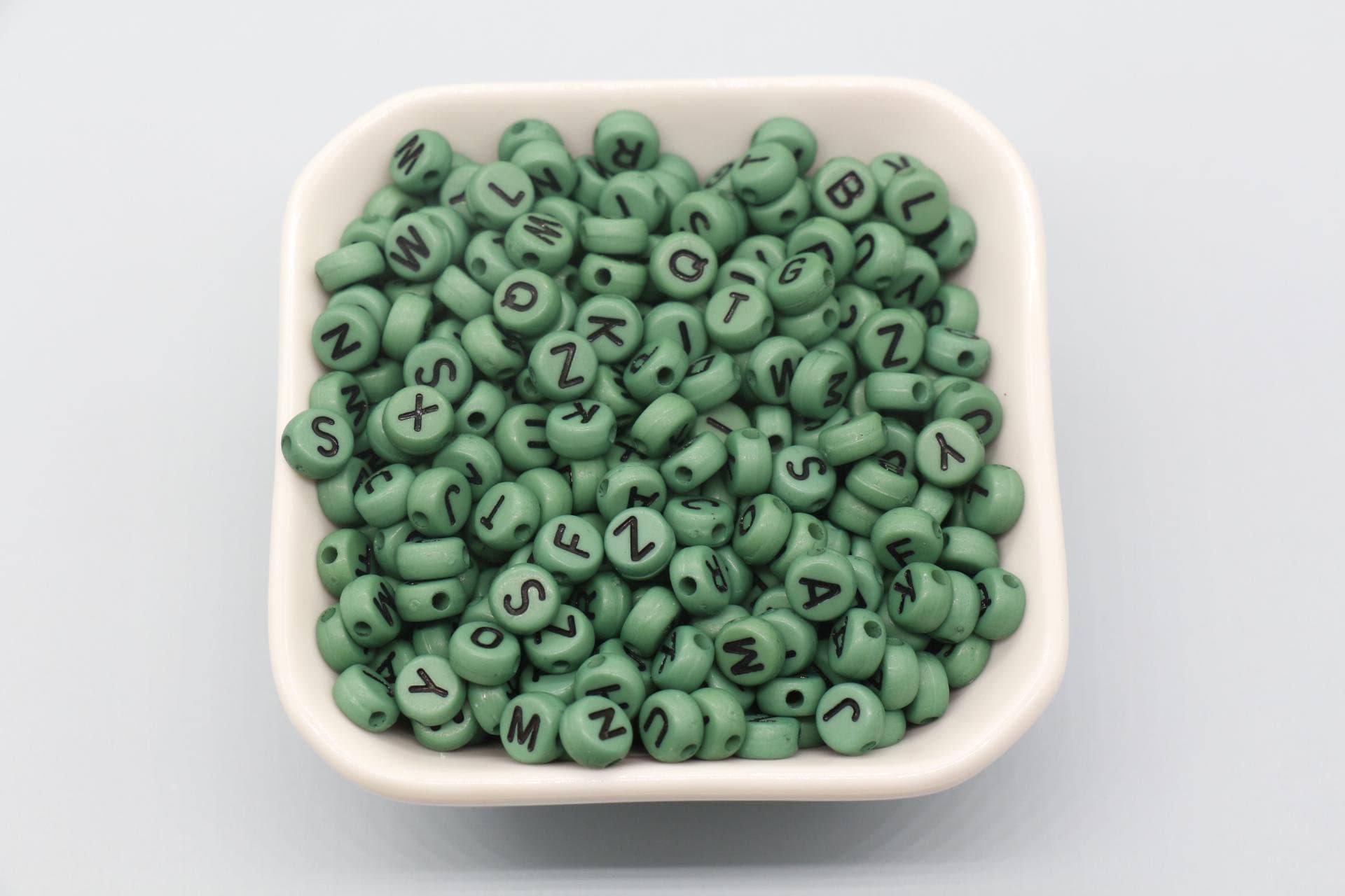 Green Letter Beads, Alphabet Beads, Plastic Green Letter Beads, Name Initial Beads 7mm #13