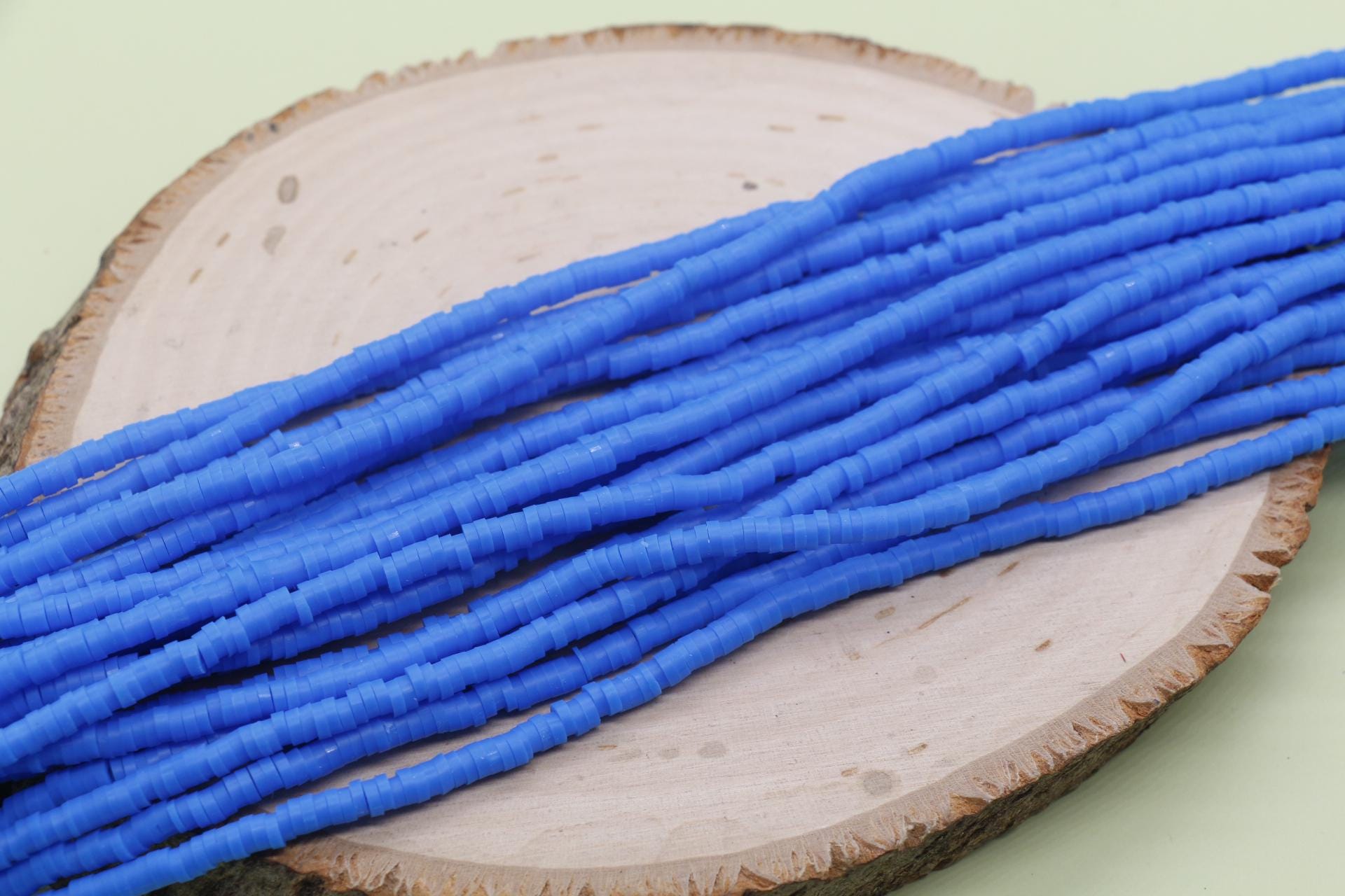 4mm Blue Heishi Beads, Polymer Clay Disc Beads, African Disc Beads, Vinyl Heishi, Full Strand #802