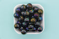 16mm Black AB Iridescent Acrylic Gumball Beads
