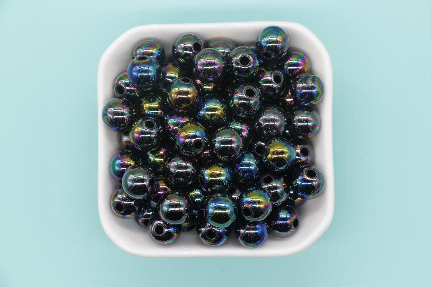 12mm Black AB Gumball Beads, Iridescent Round Beads, Plastic Gumball Beads, Chunky Beads, Beads for Bracelets #3499