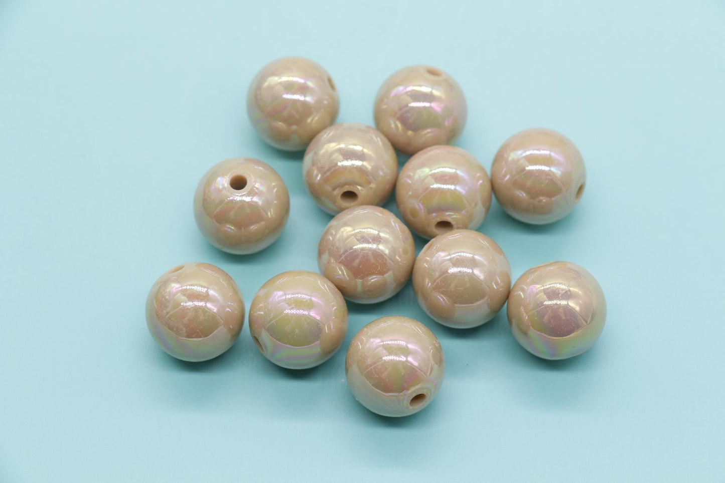 16mm Nude Brown AB Gumball Beads, Iridescent Round Beads, Plastic Gumball Beads, Chunky Beads, Beads for Bracelets #3503