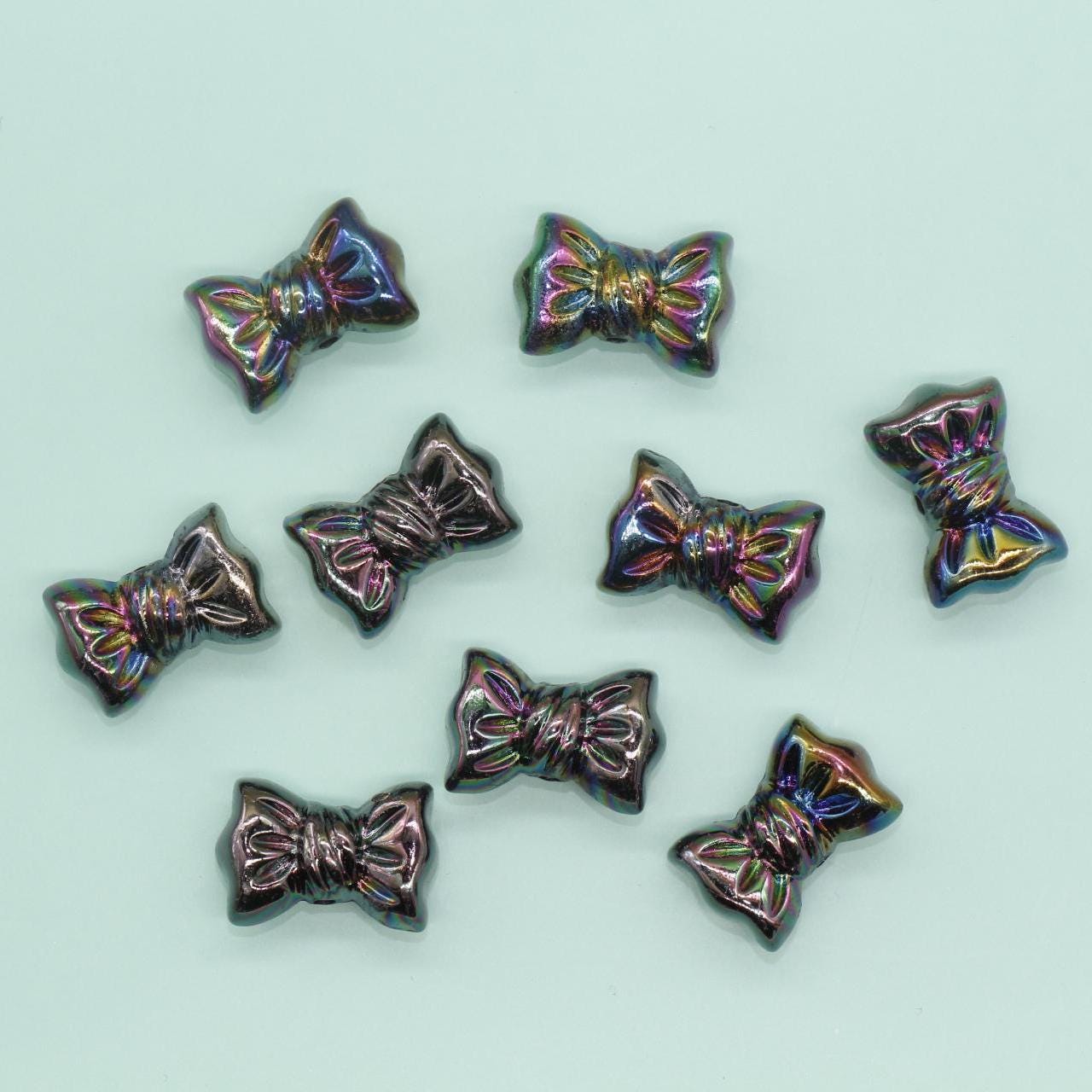 Iridescent Bow Beads, Bow AB beads, Mixed Beads, Chunky Beads, Large Hole Beads, Beads for Bracelets, Beads for Pen