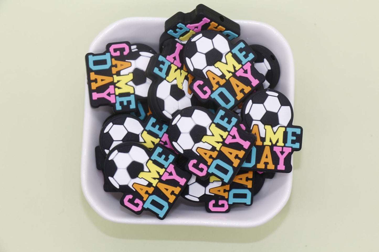 Game Day Sports Silicone Focal Beads for Pens, Bracelets - Football, Basketball, Soccer, Volleyball, Baseball