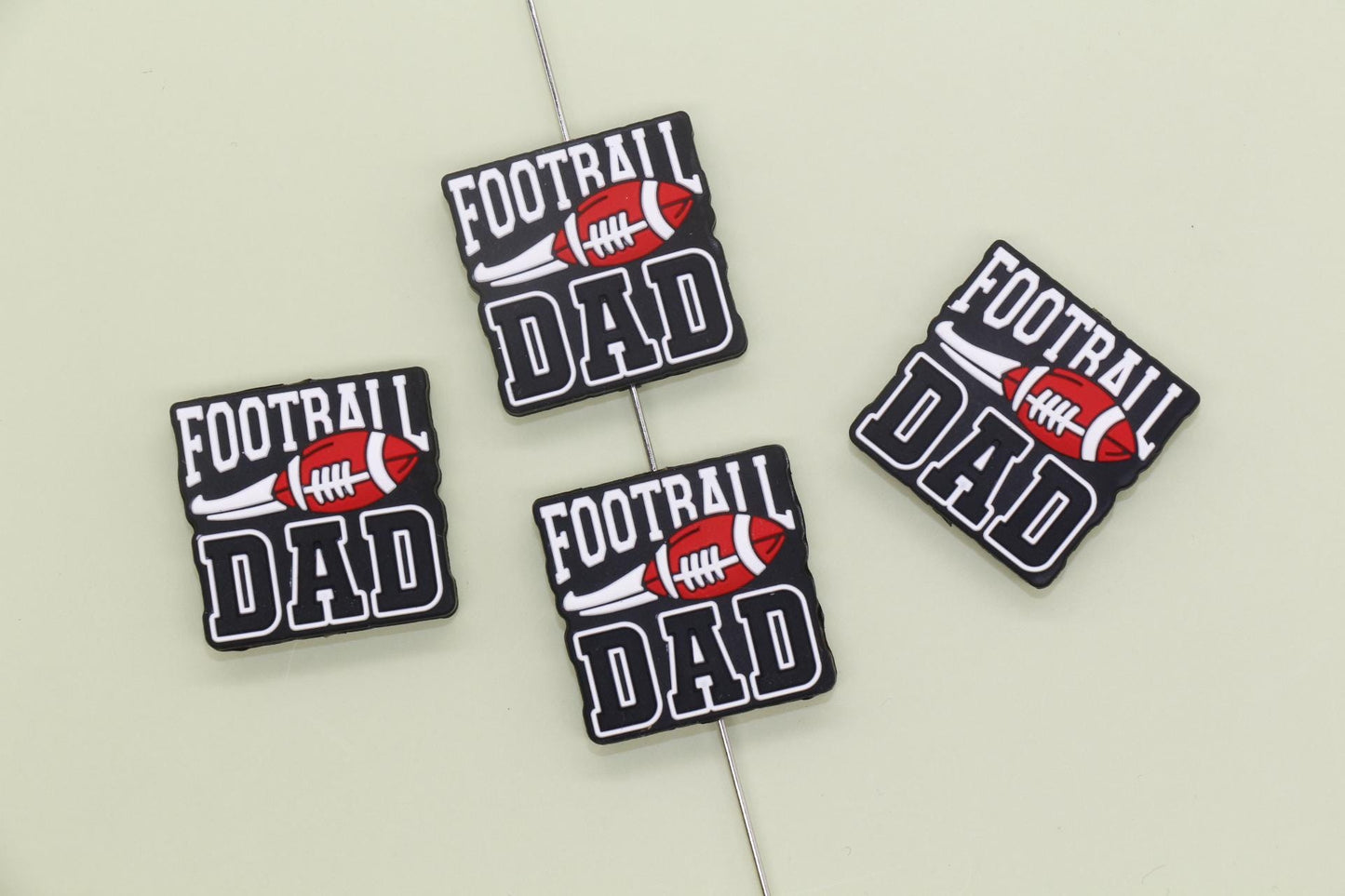 Football Dad Silicone Focal Beads, Father's Day Beads, Unique Football Beads for Dad, Craft Supplies, DIY Projects #F764