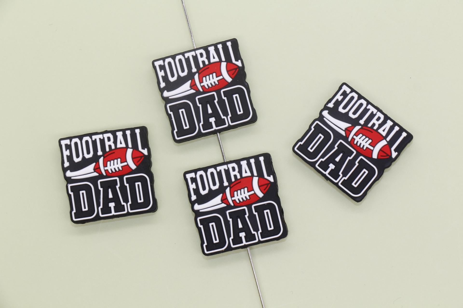 Football Dad Silicone Focal Beads, Father's Day Beads, Unique Football Beads for Dad, Craft Supplies, DIY Projects #F764