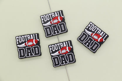 Football Dad Silicone Focal Beads, Father's Day Beads, Unique Football Beads for Dad, Craft Supplies, DIY Projects #F764