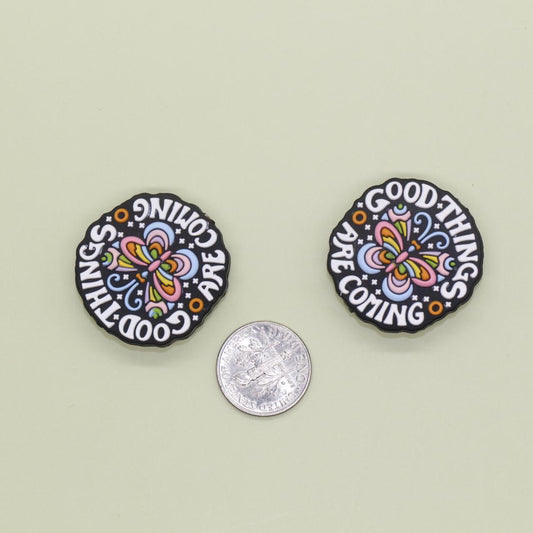 Good Things Are Coming Focal Silicone Beads, Butterfly Beads, Motivational Beads, Focal Bead for Beadable Pens and Keychain Lanyard #F769
