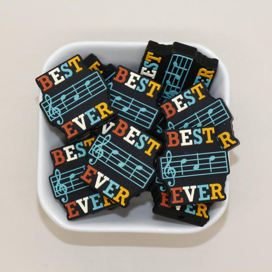 Best Music Ever Silicone Focal Beads, Music Note Beads, Focal Bead for Beadable Pens, Keychain Lanyard Beads, #F771