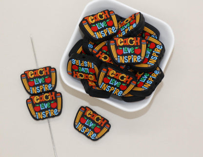 Teacher Silicone Focal Beads for DIY Jewelry Making & Keychains - Teach, Love, Inspire Gifts for Teachers