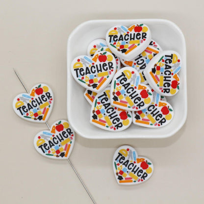 Teacher Silicone Focal Beads for DIY Jewelry Making & Keychains - Teach, Love, Inspire Gifts for Teachers