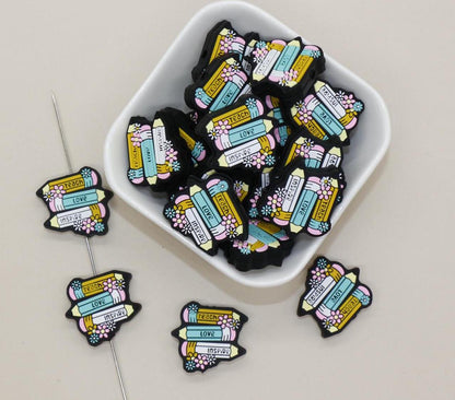 Teacher Silicone Focal Beads for DIY Jewelry Making & Keychains - Teach, Love, Inspire Gifts for Teachers