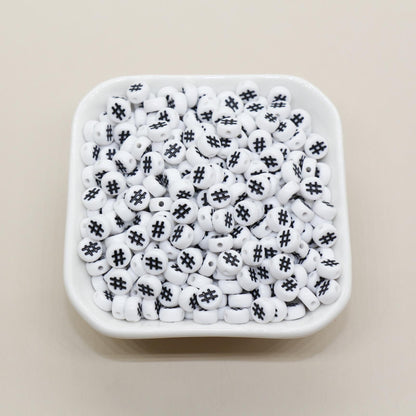 7mm Hashtag Beads, Acrylic Beads with # Symbols for Bracelet Making, Plastic Beads, Customized Jewelry Supplies
