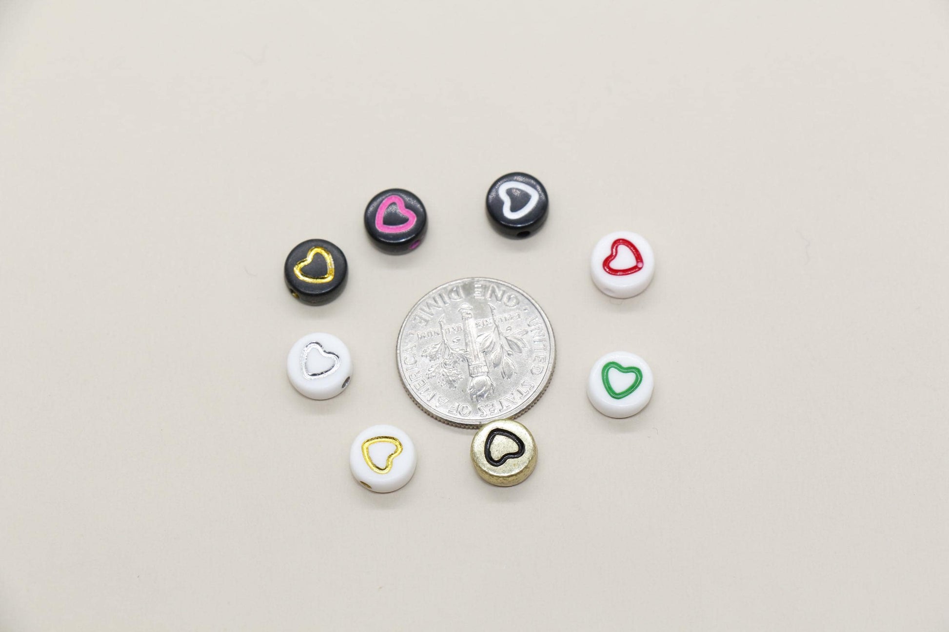 7mm Heart Beads, Round Acrylic Outline Heart Beads for Jewelry Making & Crafting, Heart Beads for DIY Projects