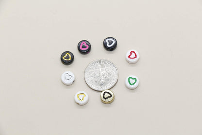 7mm Heart Beads, Round Acrylic Outline Heart Beads for Jewelry Making & Crafting, Heart Beads for DIY Projects