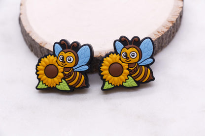 Bee Silicone Beads, Sunflower Focal Beads, Honeycomb Beads for Bracelets, Beadable Pen DIY Supplies, Spring Craft Jewelry Making #903