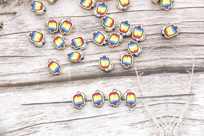 Polymer Clay Beads, Popsicle with Cat Beads, Cute Summer Jewelry Making Supplies #916