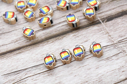Polymer Clay Beads, Popsicle with Cat Beads, Cute Summer Jewelry Making Supplies #916