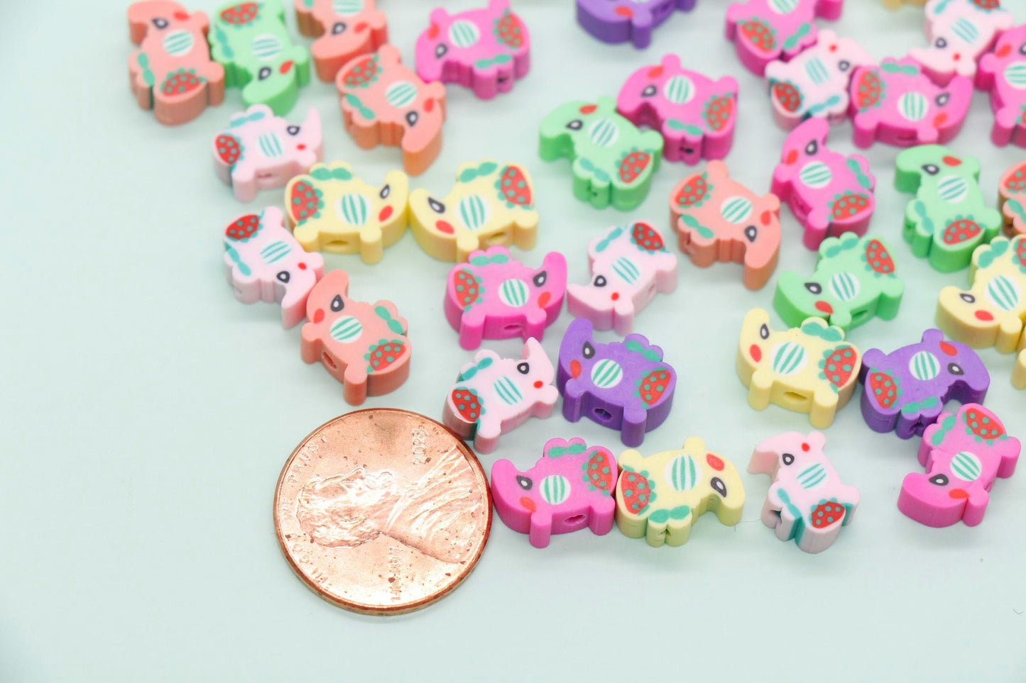 Elephant Polymer Clay Beads, Colorful Animal Jewelry Charms, Cute DIY Beading Supplies for Bracelets Necklaces #922