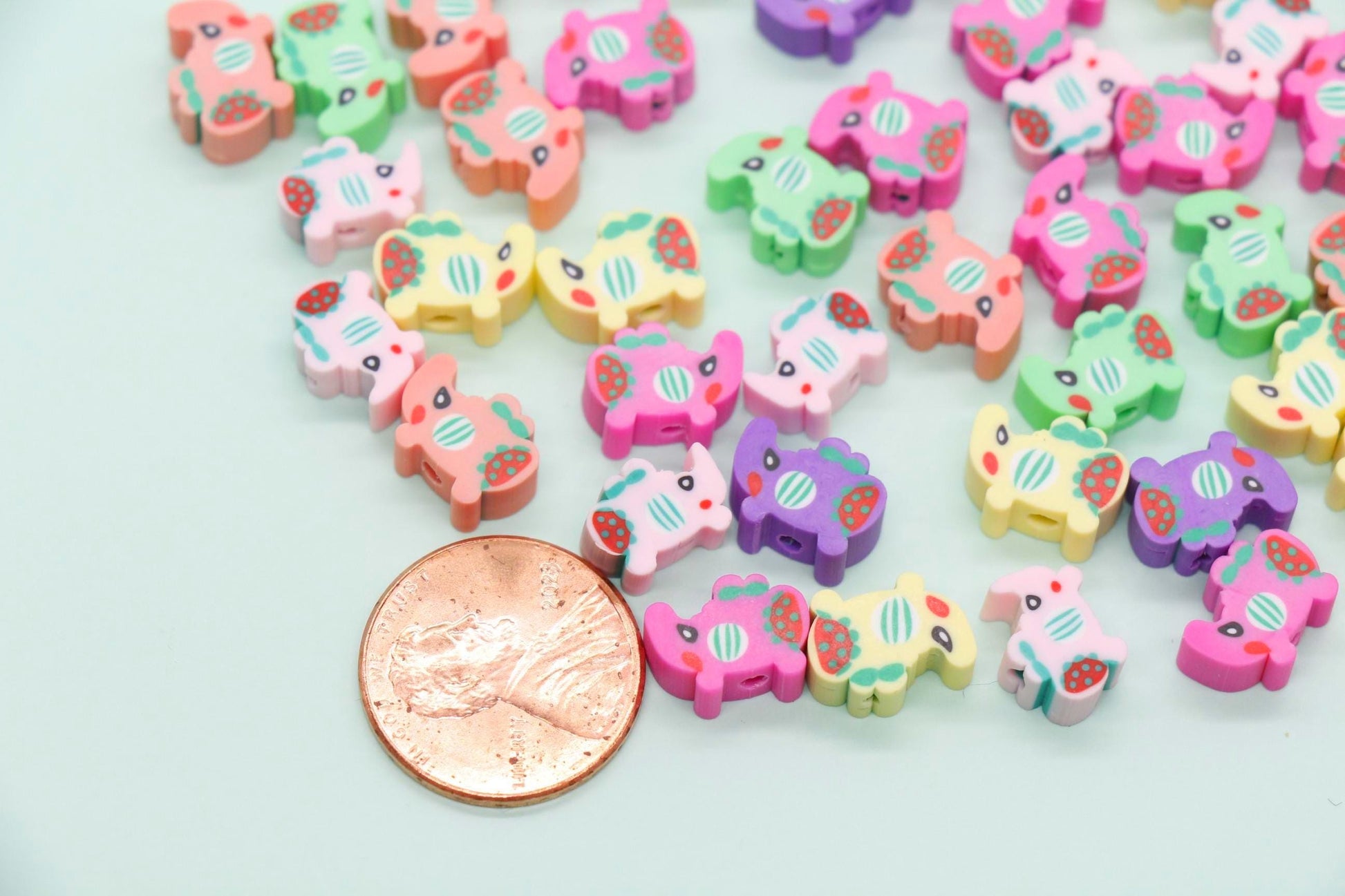 Elephant Polymer Clay Beads, Colorful Animal Jewelry Charms, Cute DIY Beading Supplies for Bracelets Necklaces #922
