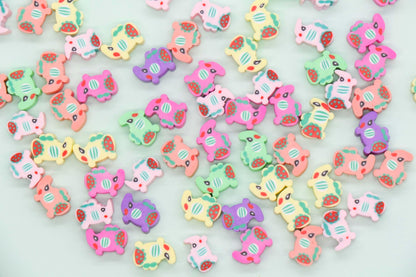 Elephant Polymer Clay Beads, Colorful Animal Jewelry Charms, Cute DIY Beading Supplies for Bracelets Necklaces #922