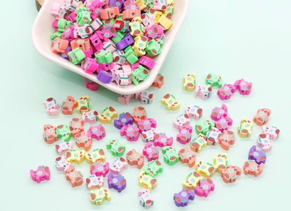 Elephant Polymer Clay Beads, Colorful Animal Jewelry Charms, Cute DIY Beading Supplies for Bracelets Necklaces #922