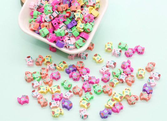 Elephant Polymer Clay Beads, Colorful Animal Jewelry Charms, Cute DIY Beading Supplies for Bracelets Necklaces #922