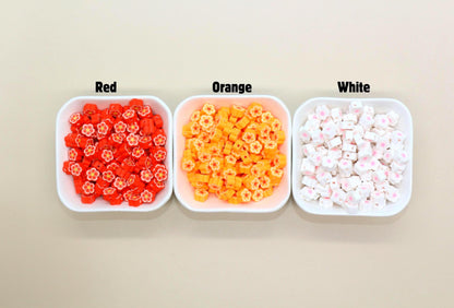 Flower Polymer Clay Beads, Colorful Mixed Blossom Beads, Handmade Floral Beads for Jewelry Making, DIY Spring Beads for Bracelets Necklaces