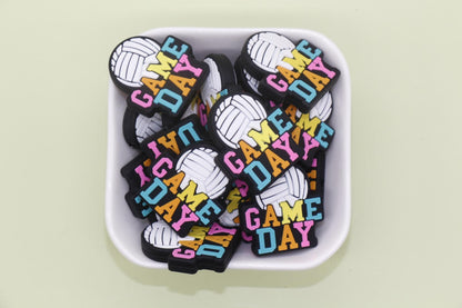 Game Day Sports Silicone Focal Beads for Pens, Bracelets - Football, Basketball, Soccer, Volleyball, Baseball