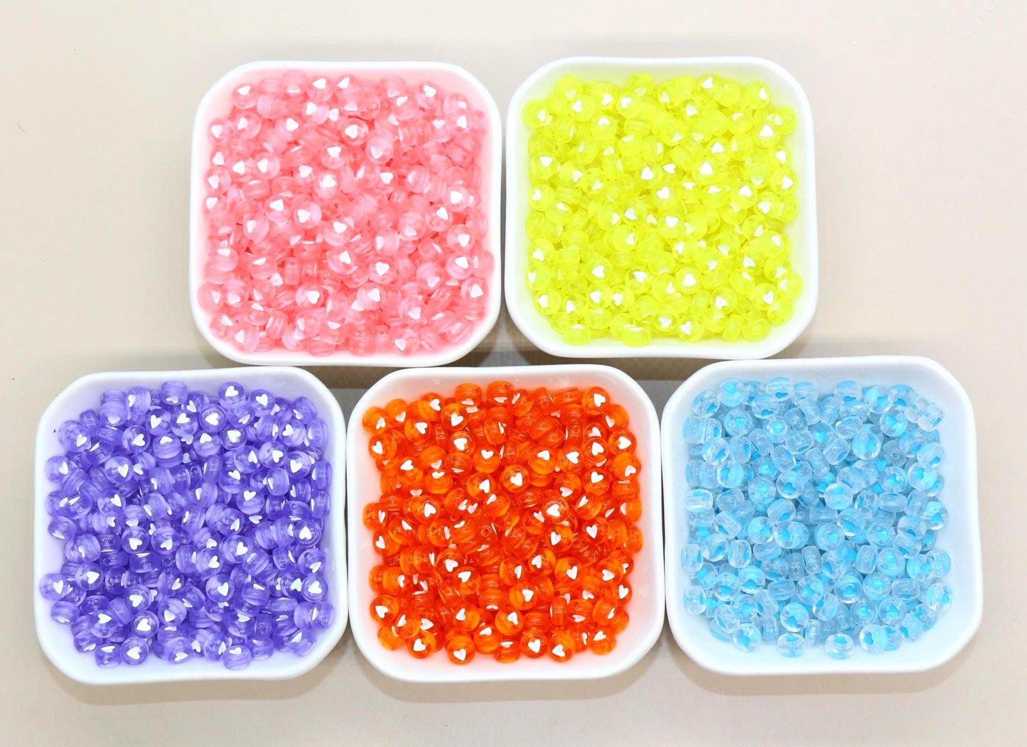 7mm Translucent Acrylic Heart Beads, Round Heart Beads for Jewelry Making, DIY Bracelets, Necklaces, Craft Supplies