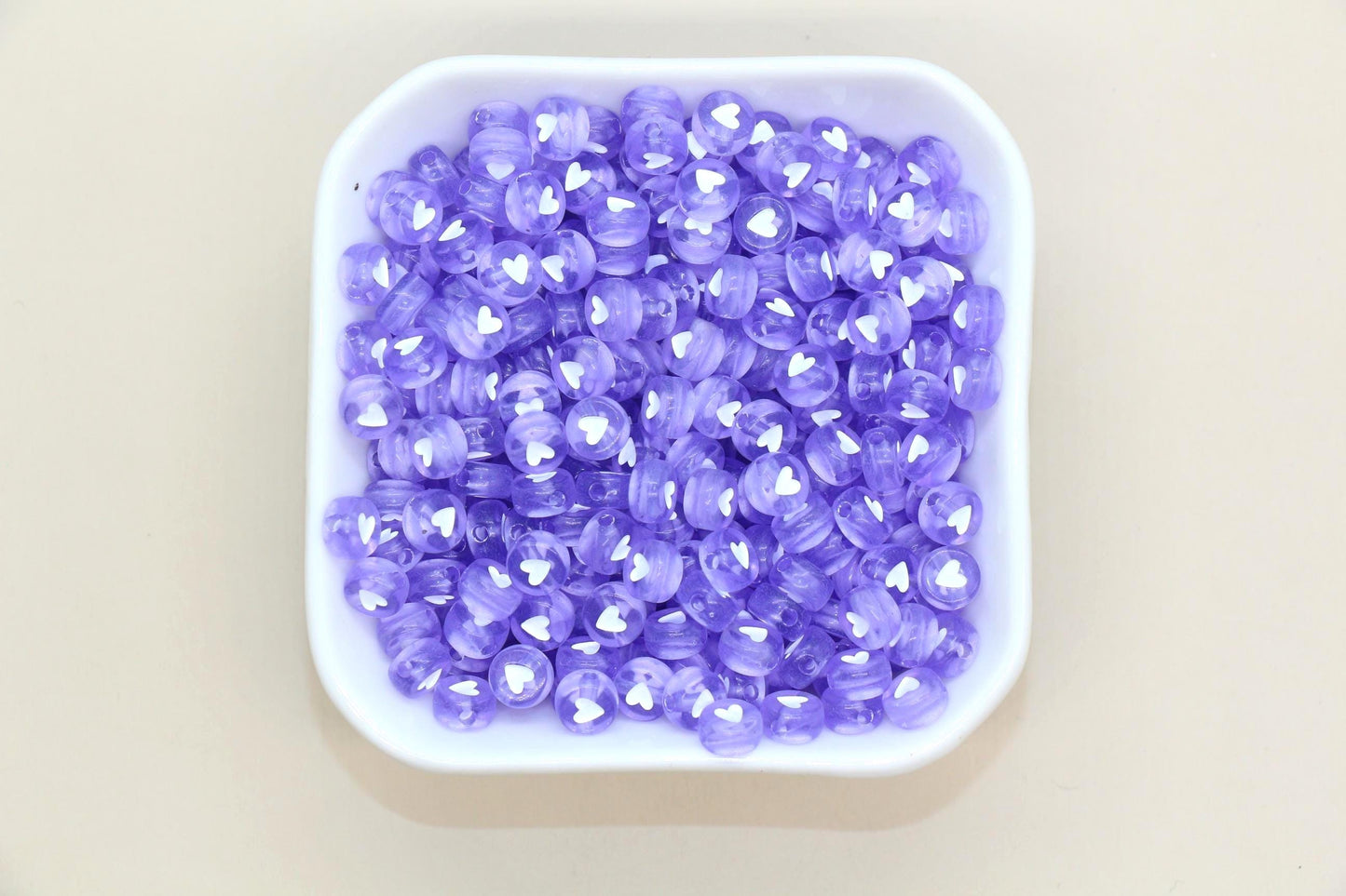 7mm Translucent Acrylic Heart Beads, Round Heart Beads for Jewelry Making, DIY Bracelets, Necklaces, Craft Supplies