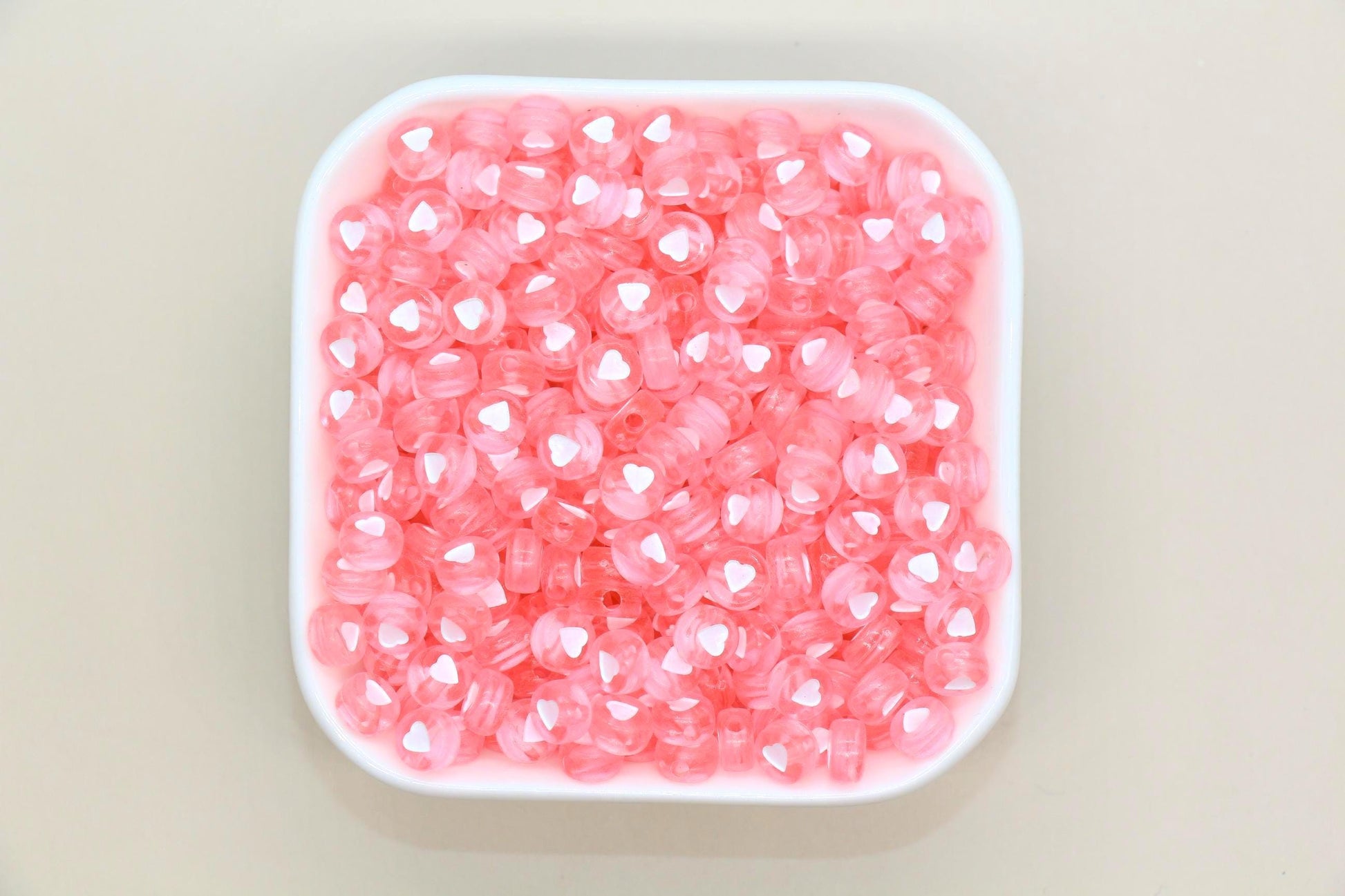 7mm Translucent Acrylic Heart Beads, Round Heart Beads for Jewelry Making, DIY Bracelets, Necklaces, Craft Supplies