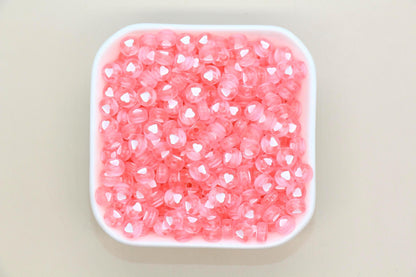 7mm Translucent Acrylic Heart Beads, Round Heart Beads for Jewelry Making, DIY Bracelets, Necklaces, Craft Supplies