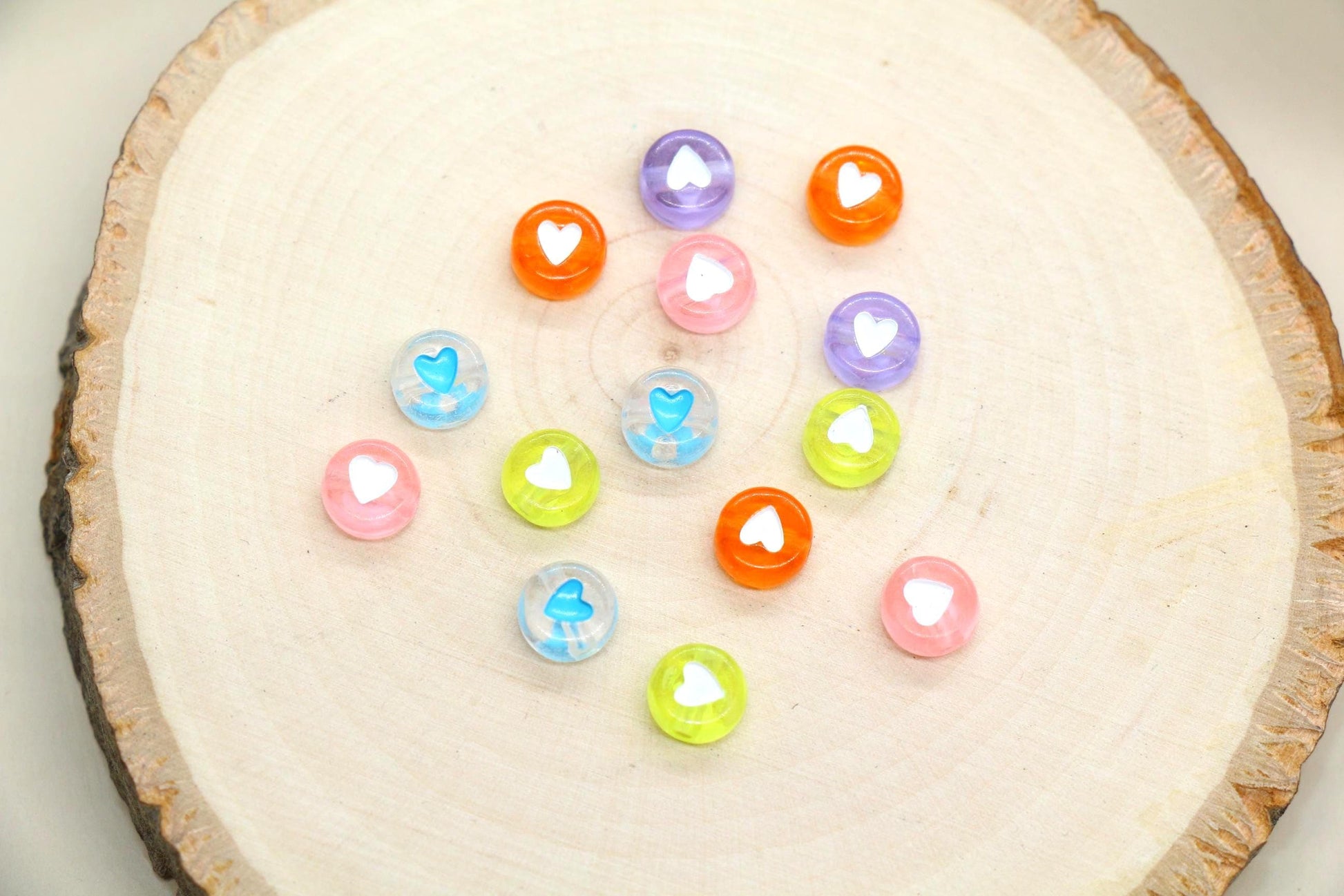 7mm Translucent Acrylic Heart Beads, Round Heart Beads for Jewelry Making, DIY Bracelets, Necklaces, Craft Supplies