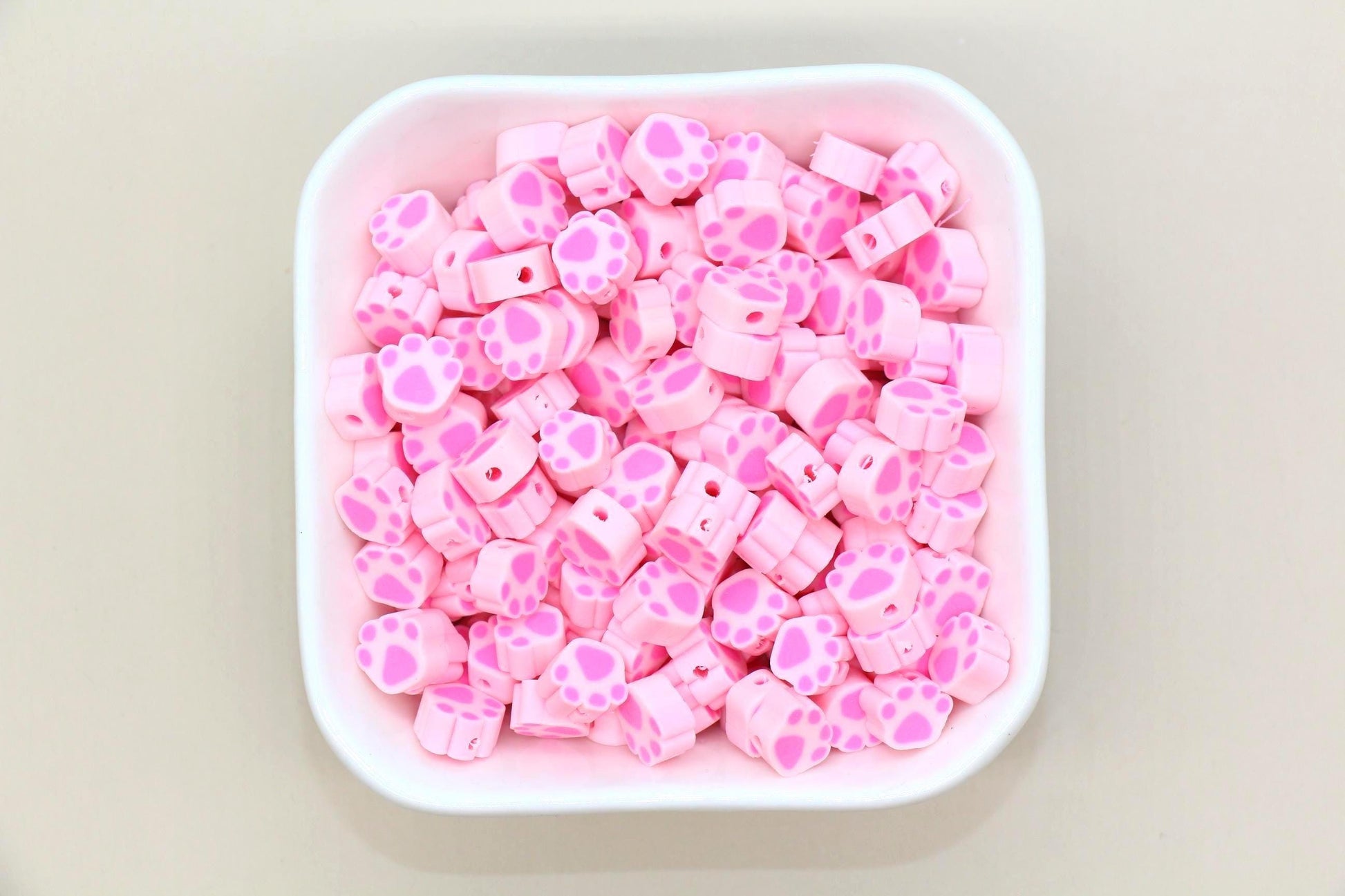 Pink Dog Paw Beads, Polymer Clay Paw Beads for Jewelry Making, Cute Animal Beads for DIY Bracelets, Necklaces, Pet Lover Gifts #930