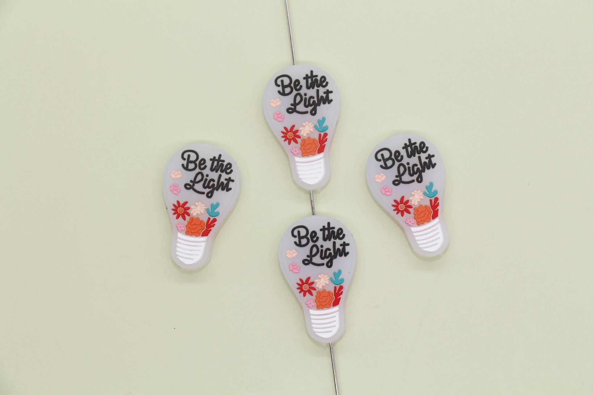 Be The Light Focal Silicone Beads, Light Bulb and Flower Beads, Religious Beads, Craft Supplies, DIY Projects #F765